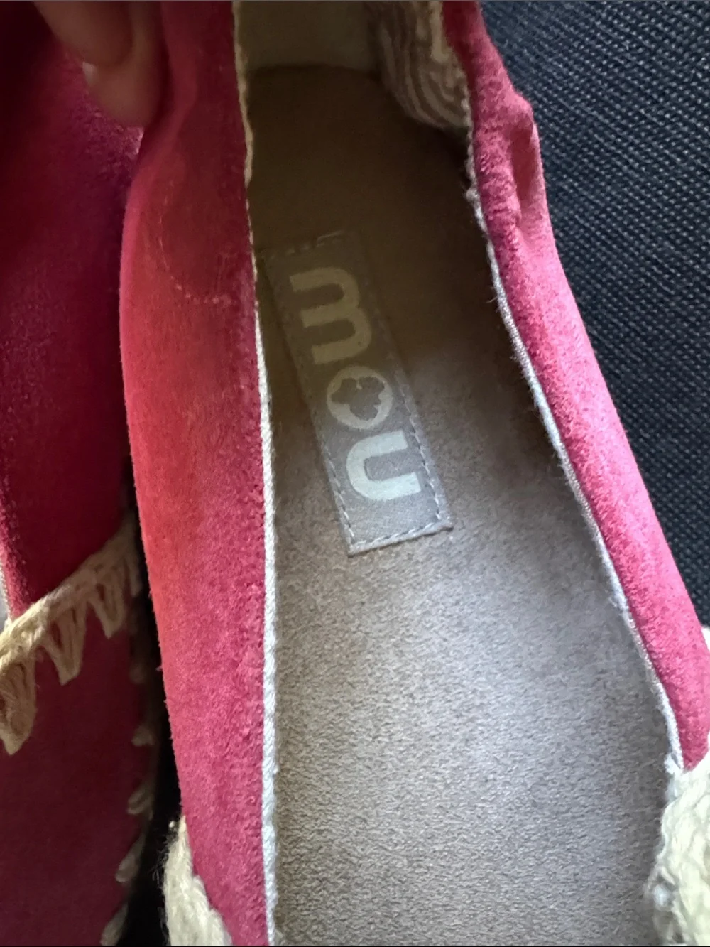 Mou Red Espadrille Slip-On with Embroidered Accent